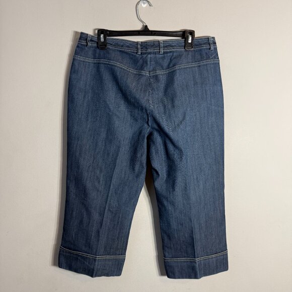 St. John Denim Jean Capris Women's 10 Blue Cuffed Stretchy Designer Classic Chic - Picture 3 of 10